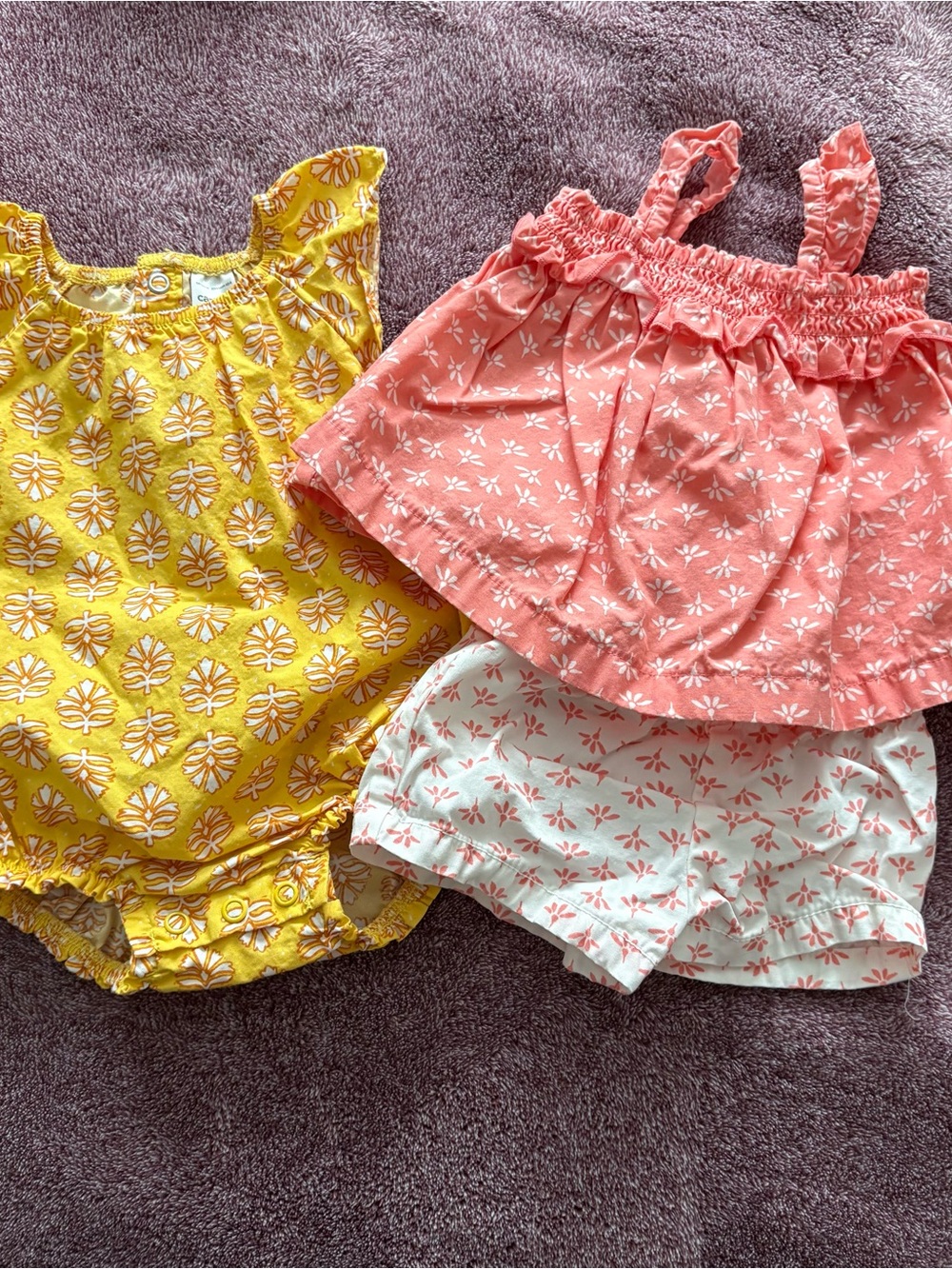 Carter's 3-Piece Floral Set in Yellow, Coral & White